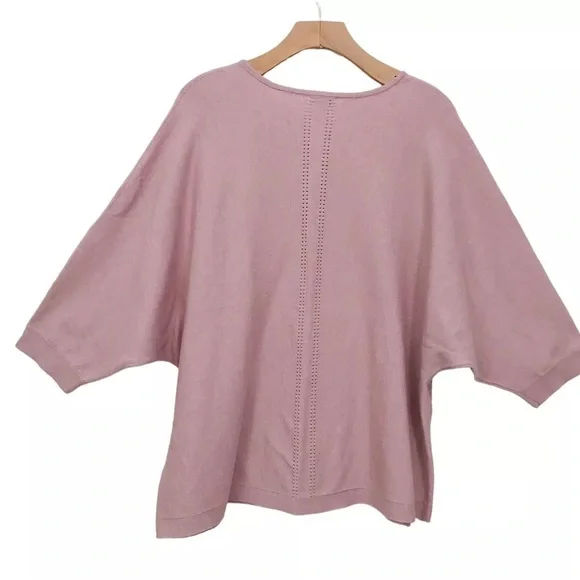 J. Jill Top Rose Dolman Sleeve Knitted V-Neck Cotton Blend Lightweight - Picture 3 of 7